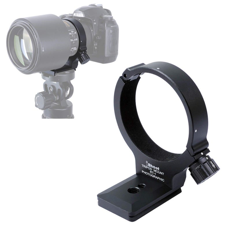 iShoot Improved Lens Collar Tripod Mount Ring for Nikon RT-1 Nikkor AF-S 300mm F/4E PF ED VR & AF-S 70-200mm F/4G ED VR, Bottom Quick Release Plate Feature Compatible with Arca-Swiss 39mm Fit Ballhead - Image 1